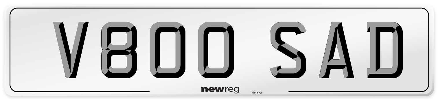 V800 SAD Number Plate from New Reg